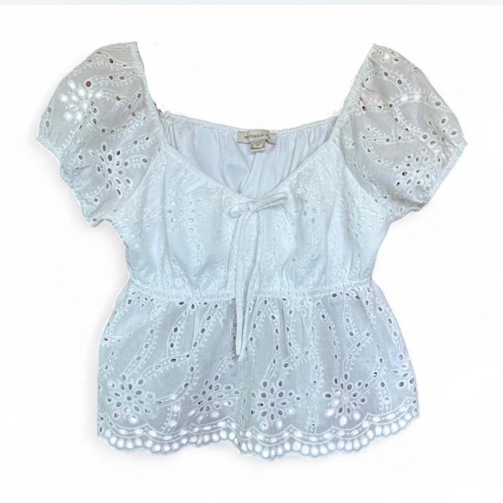 Chic White Eyelet Blouse